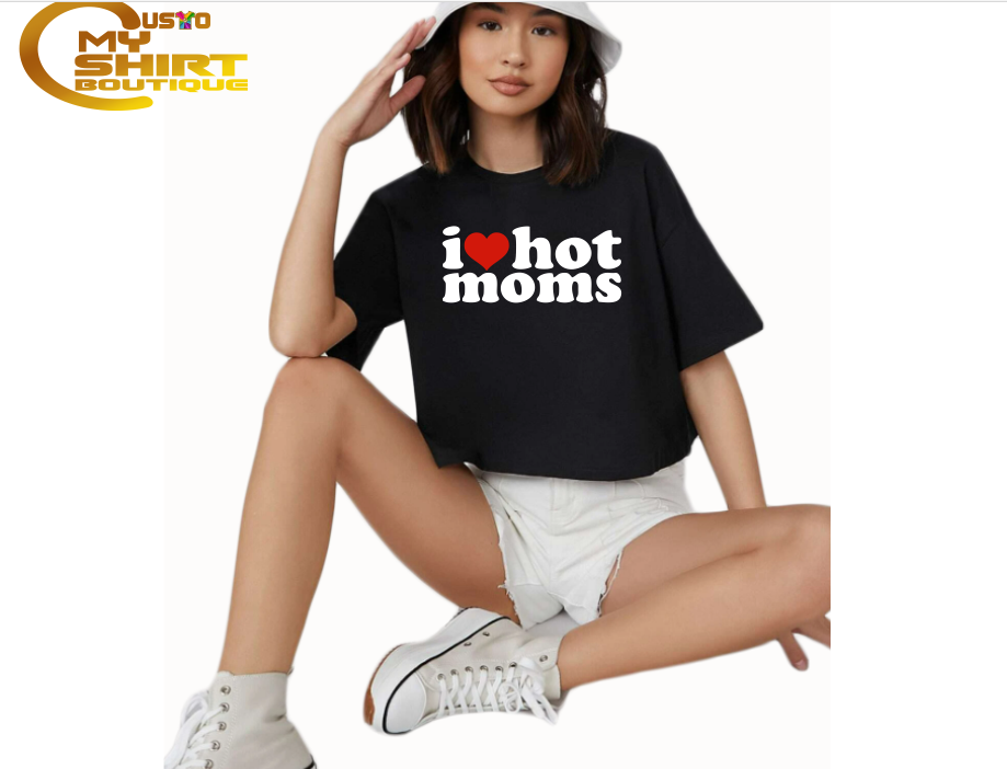 I love hot MOM with heart Graphic T-shirt Gildan Unisex S-4XL